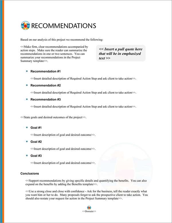 Proposal Pack Hospitality #3 Recommendations Page