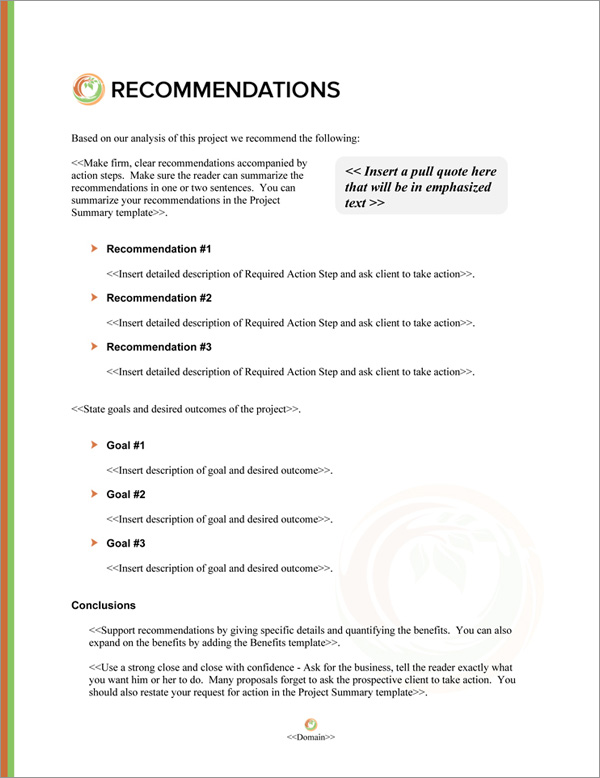 Proposal Pack Lawn #4 Recommendations Page