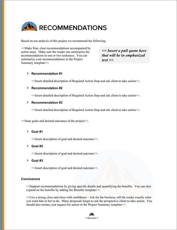 Proposal Pack Outdoors #6 Recommendations Page Proposal Pack Outdoors #6 Recommendations Page