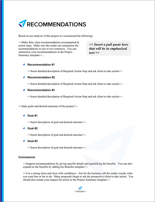 Proposal Pack Travel #5 Recommendations Page Proposal Pack Travel #5 Recommendations Page