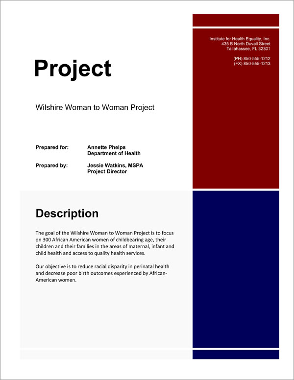 Proposal Pack for Government Grants Title Page