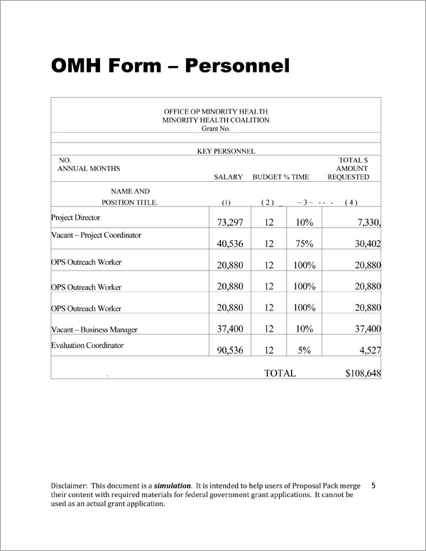 Proposal Pack for Government Grants Body Page