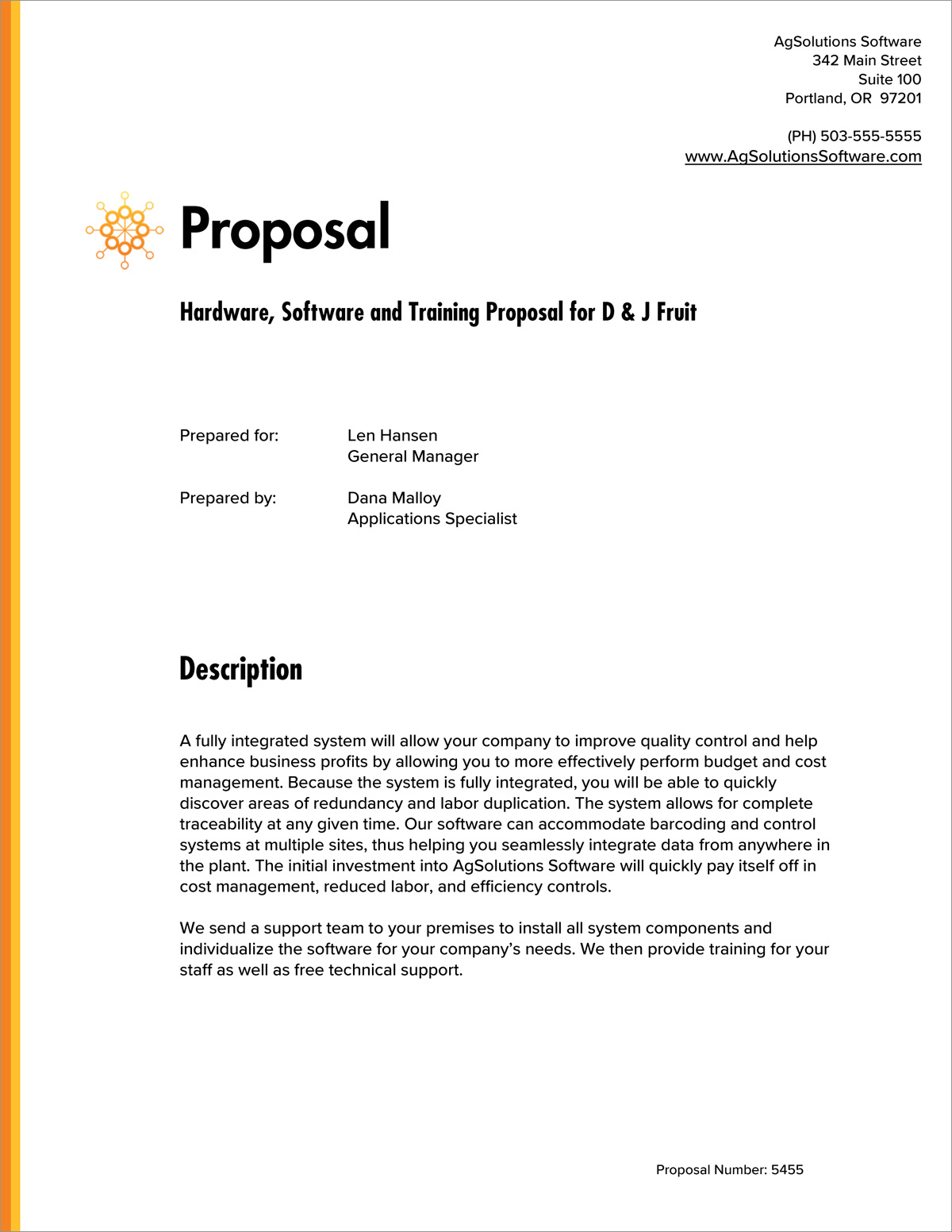 business proposal title sample