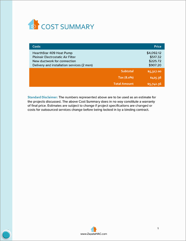 Proposal Pack HVAC #2 Body Page