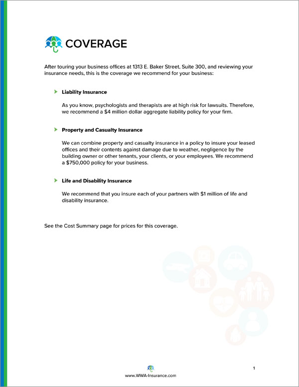 Proposal Pack Insurance #2 Body Page