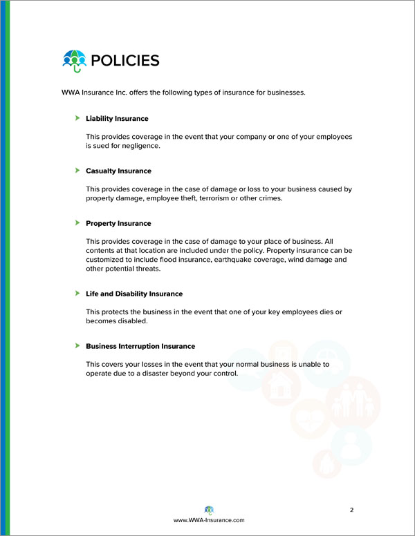 Proposal Pack Insurance #2 Body Page