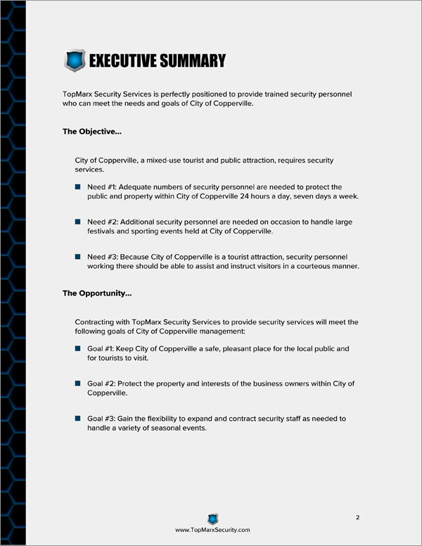 security services proposal cover letter pdf