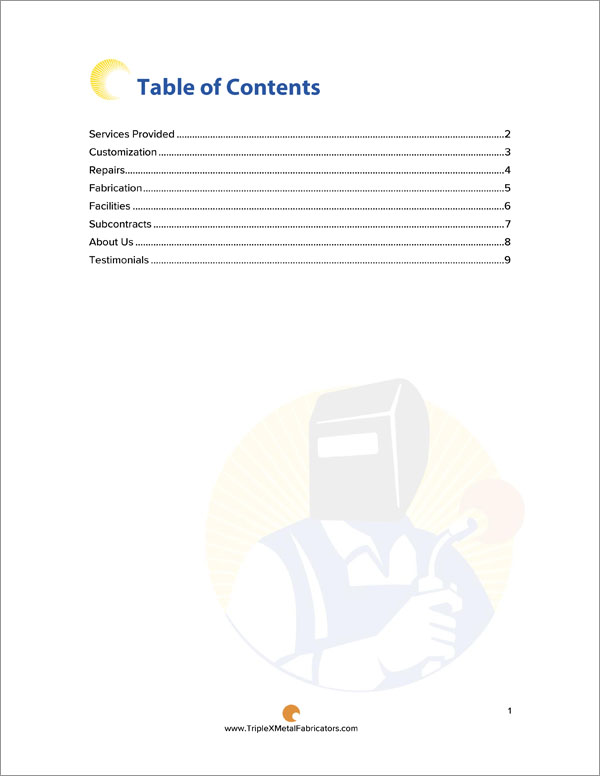 business proposal for a welding company