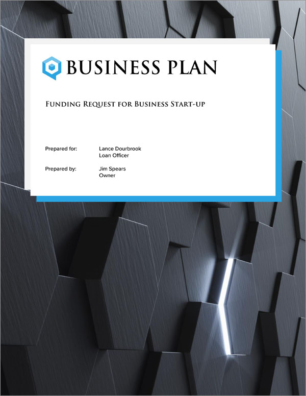 title page for business plan example