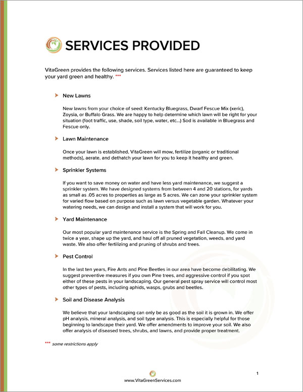 Lawn Care And Landscaping Services, Landscape Bid Proposal Template Free