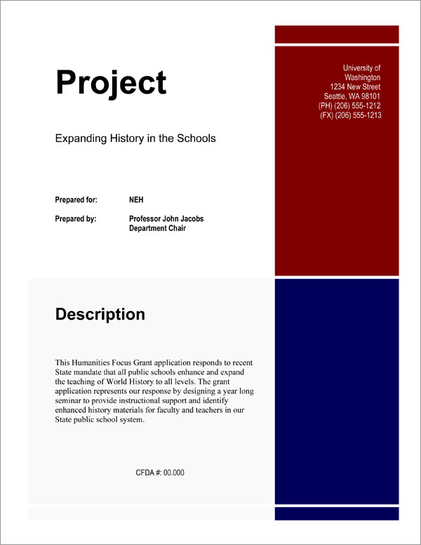 Proposal Pack for Government Grants Title Page