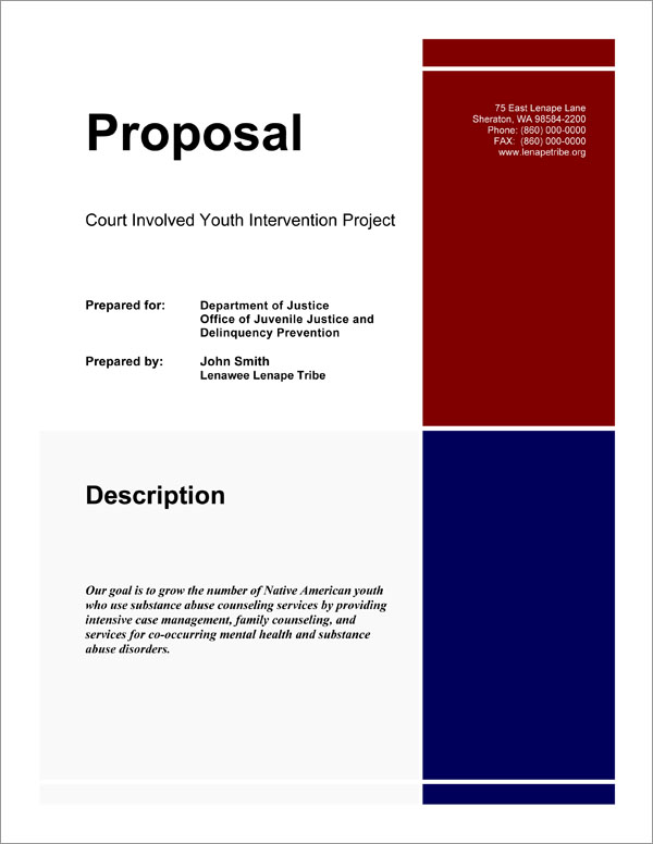 Proposal Pack for Government Grants Title Page