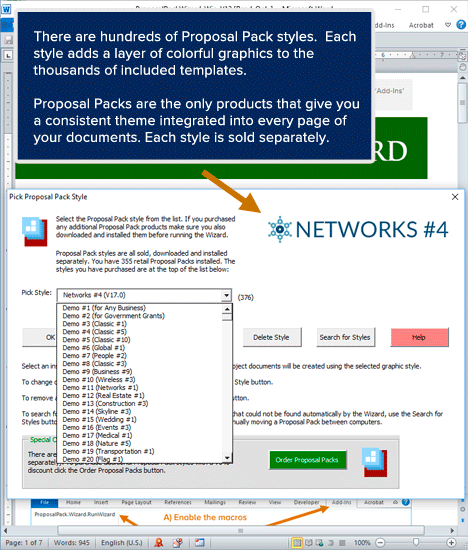 Proposal Pack Wizard - Style Selection Screen Proposal Pack Wizard - Style Selection Screen